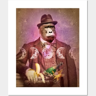 BeauRilla old timey gentleman gorilla ape victorian cameo Posters and Art